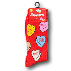3/$20 Sweethearts Conversation Hearts Candy Funny Novelty Crew Socks - NWT